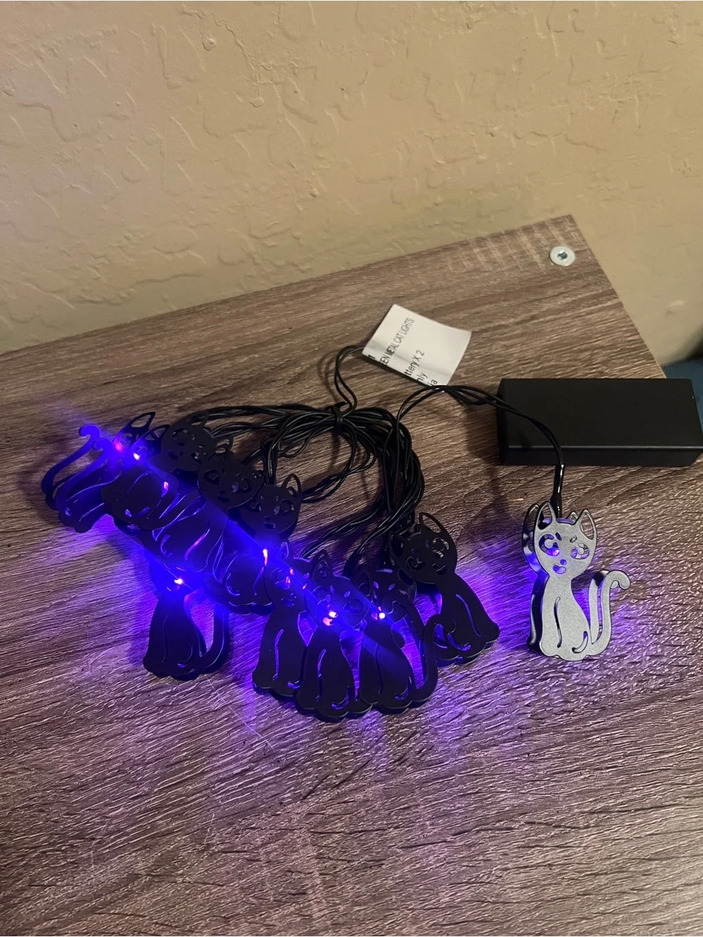 Target Hyde and Eek Halloween Metal Black Cat LED String Lights Purple NIB